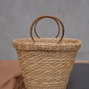 Túi Xách Cỏ Kouna Dáng Chữ U Thêu Hoa Văn