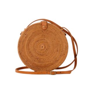 Túi mây quai da kiểu dáng tròn